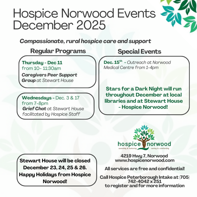 Hospice Norwood Events December 2025